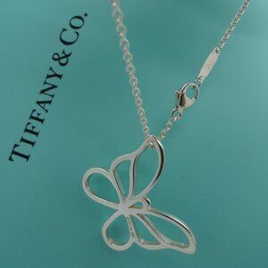 Tiffany & Co. Sterling Silver Large Butterfly Pendant 16" Necklace